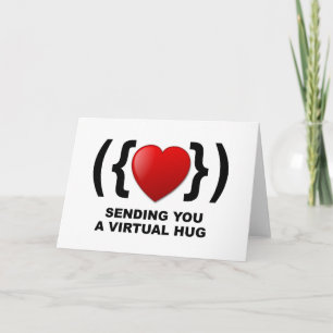 Tarjeta Enviándote un texto virtual de abrazo, emoticono y