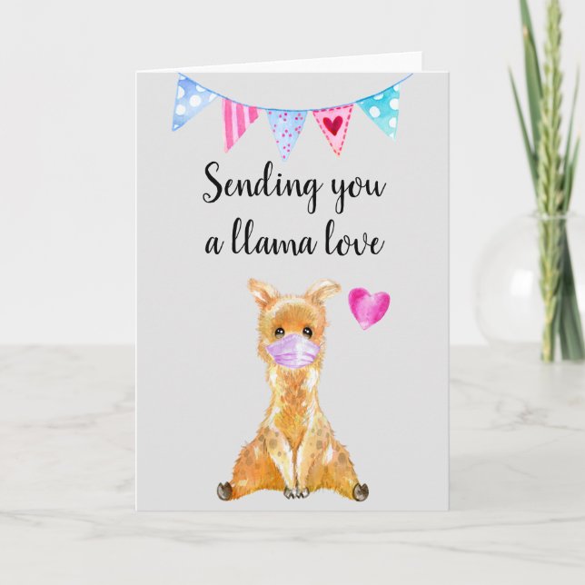 Tarjeta Enviándote una máscara de amor de Lama (Anverso)