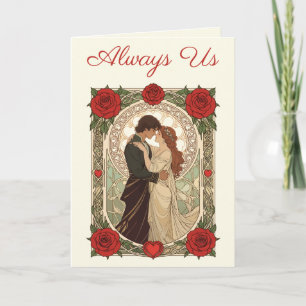 Tarjeta Envuelto en un mundo de rosas diseño Art Nouveau