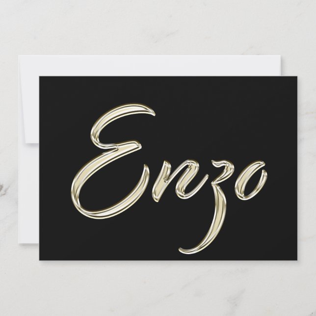 Tarjeta Enzo Name white gold Handwriting Karte (Anverso)