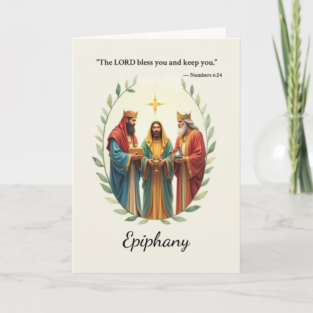 Tarjeta Epifanía Reyes Magos Paz Bendición de Dios (Anverso)
