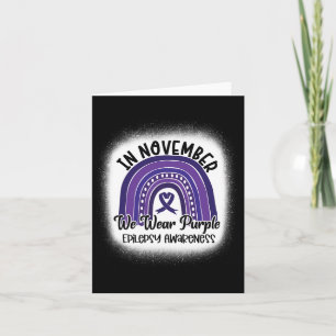 Tarjeta Epilepsia Awareness Bleached Rainbow Purple Ribbon
