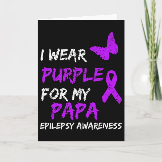 Tarjeta Epilepsia Awareness Yo Uso Púrpura Para Mi Papa Ri (Anverso)