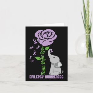 Tarjeta Epilepsia Conciencia Fe Esperanza Amor Flor Elefan