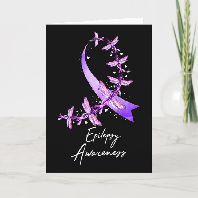 Tarjeta Epilepsy Awareness Dragonfly November We Wear Purp (Anverso)