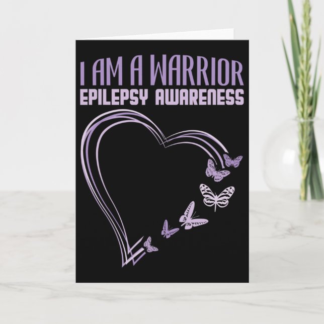 Tarjeta Epilepsy Awareness I'm A Warrior Heart Butterfly  (Anverso)