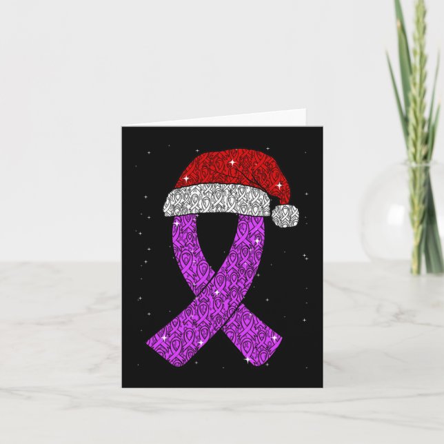 Tarjeta Epilepsy Navidades Gorra Purple Awareness Ribbon S (Anverso)