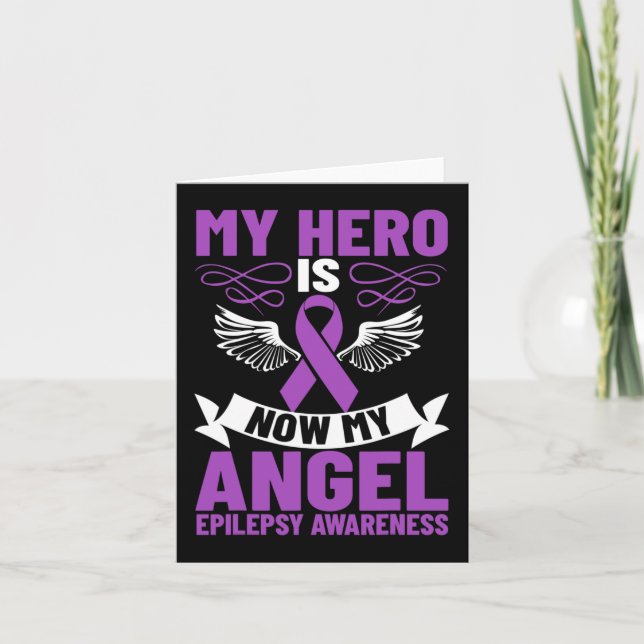 Tarjeta Epilepsy Ribbon My Hero is Now My Angel Epilepsy A (Anverso)