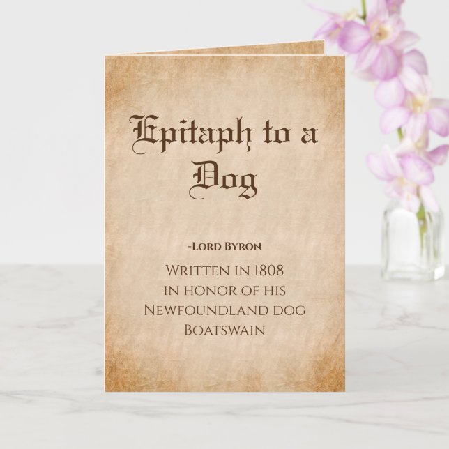 Tarjeta Epitaph a un poema de perro de Lord Byron (Orquídea)