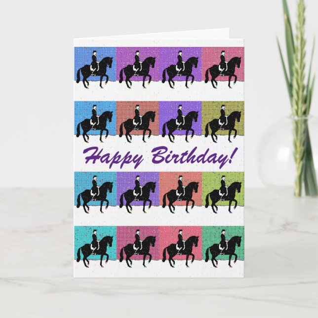 Tarjeta Equestrian Horse Dressage Piaffe Birthday (Anverso)