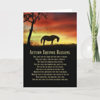 Tarjeta Equinoccio de Otoño con Caballo y Árbol