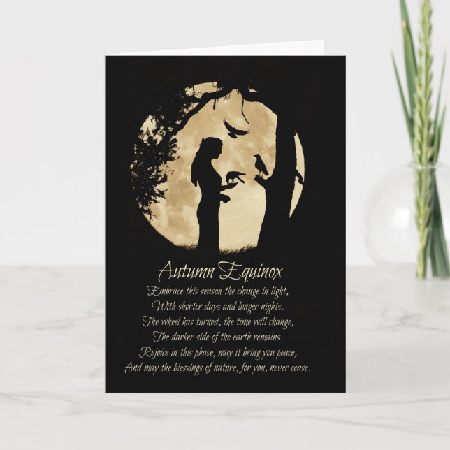 Tarjeta Equinoccio de Otoño Mabon con Cuervos (Anverso)