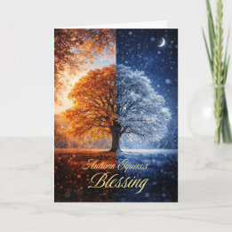 Tarjeta Equinoccio de Otoño Mabon con Estaciones de Día y 