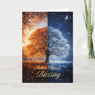 Tarjeta Equinoccio de Otoño Mabon con Estaciones de Día y