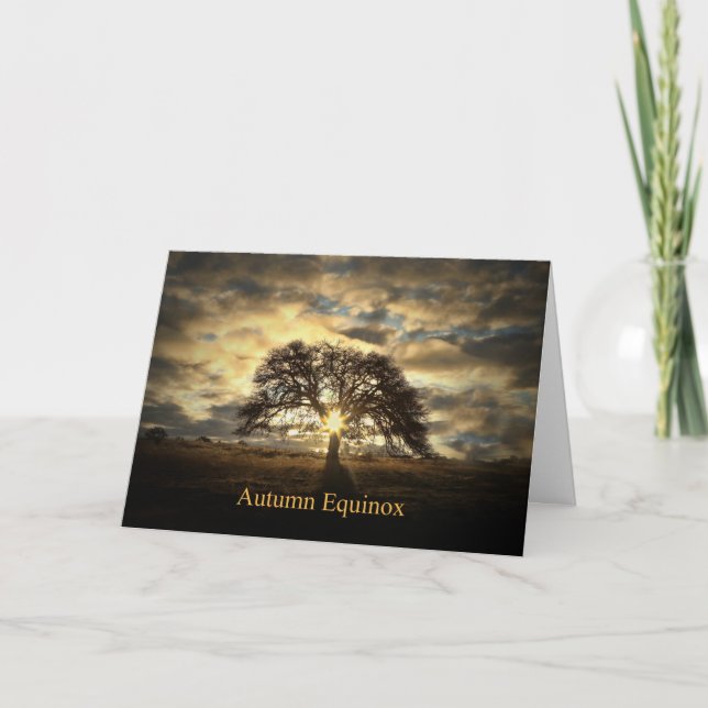 Tarjeta Equinoccio de Otoño Mabon Roble Sol Estrella (Anverso)