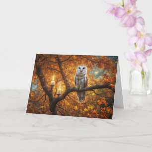 Tarjeta Equinoccio de Otoño Velas de Búho Hermosas y Otoño