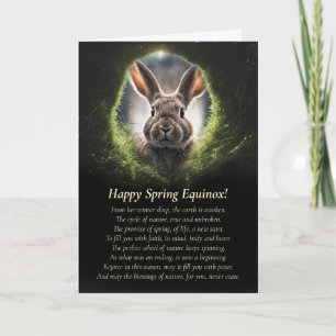 Tarjeta Equinoccio de Primavera con conejo a través del ag