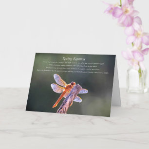 Tarjeta Equinoccio de primavera con libélula y bendición