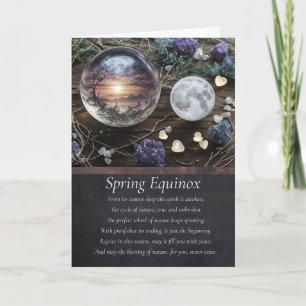 Tarjeta Equinoccio de Primavera Ostara con Cristales de Lu
