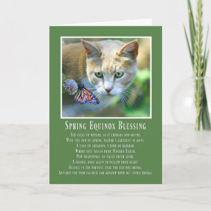 Tarjeta Equinoccio de Primavera Ostara Gato y Mariposa
