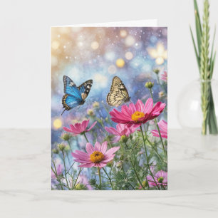Tarjeta Equinoccio Vernal de Primavera Mariposas Flores Fa