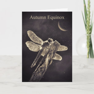 Tarjeta Equinox Autumn Mabon con libélula