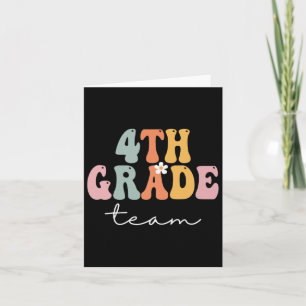 Tarjeta Equipo de 4º Grado Retro Groovy Mujeres Feliz Prim