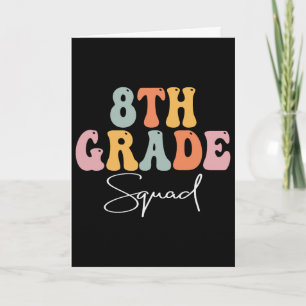 Tarjeta Equipo de 8vo Grado Retro Groovy Mujeres Feliz Pri