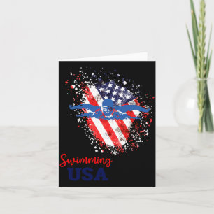 Tarjeta Equipo de apoyo de natación bandera Usa nadador de