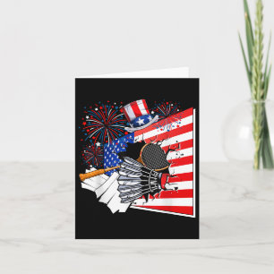 Tarjeta Equipo De Badminton Vestido Bandera Americana 4 De