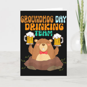 Tarjeta Equipo de bebida del día de la marmota divertido 