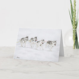 Tarjeta Equipo de Carreras del perro de trineo del husky