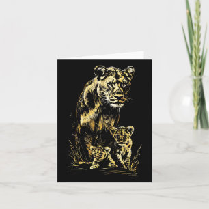 Tarjeta Equipo de caza de cubos de leones, dibujo sobre vi