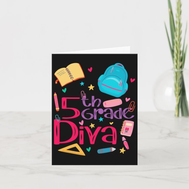 Tarjeta Equipo de Chica docente de quinto grado Diva (Anverso)