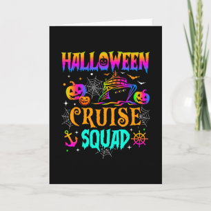 Tarjeta Equipo de crucero de Halloween 2025 Barco Vacacion
