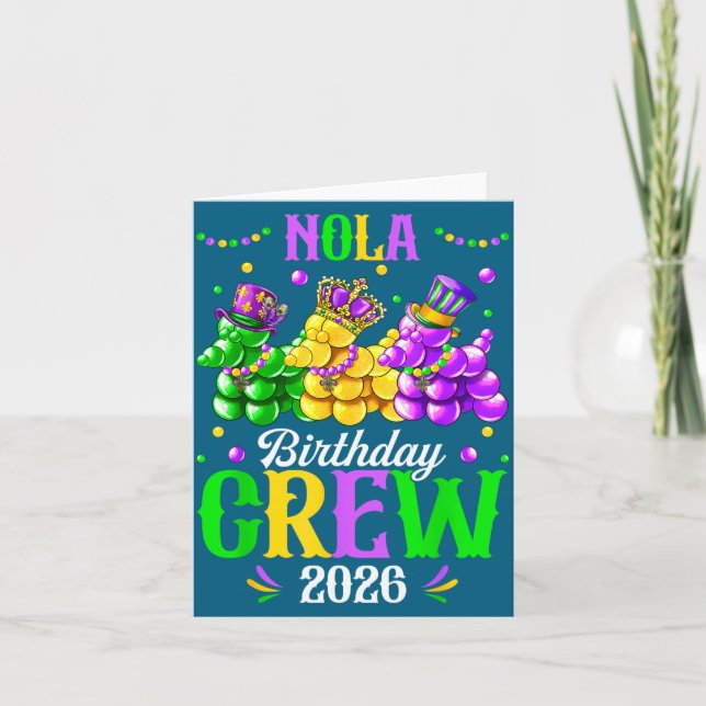Tarjeta Equipo de cumpleaños de Nola 2026 Carnaval de Mard (Anverso)