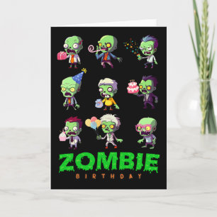Tarjeta Equipo de cumpleaños de zombi divertido chico fies