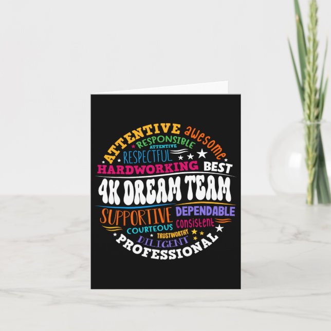 Tarjeta Equipo de ensueño Groovy 4k maestro jardín de infa (Anverso)