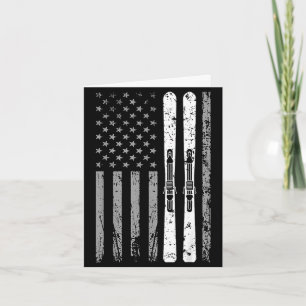 Tarjeta equipo de esquí cuesta abajo 4 de julio bandera es