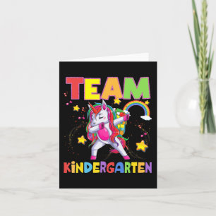 Tarjeta Equipo De Kindergarten Dabbing Unicorn De Vuelta A