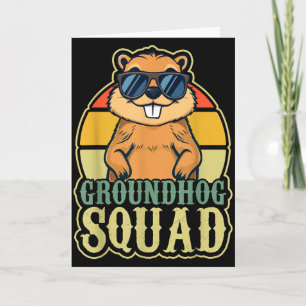Tarjeta Equipo de marmota Día Feliz de la Marmota Retro Vi