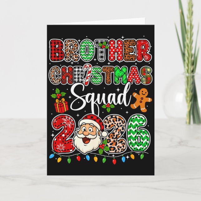 Tarjeta Equipo de Navidad Hermano 2026 Leopardo Divertido  (Anverso)