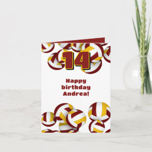 Tarjeta equipo de oro maroon colores volleyball niños cump