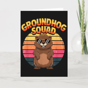 Tarjeta Equipo divertido de marmota Día feliz de la marmot