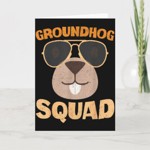 Tarjeta Equipo divertido de marmota Feliz día de la marmot