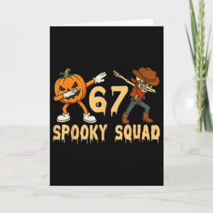 Tarjeta Equipo Espeluznante Calabaza 67 Meme de Halloween 
