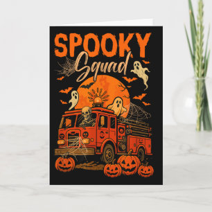Tarjeta Equipo espeluznante de Halloween esqueleto conduci