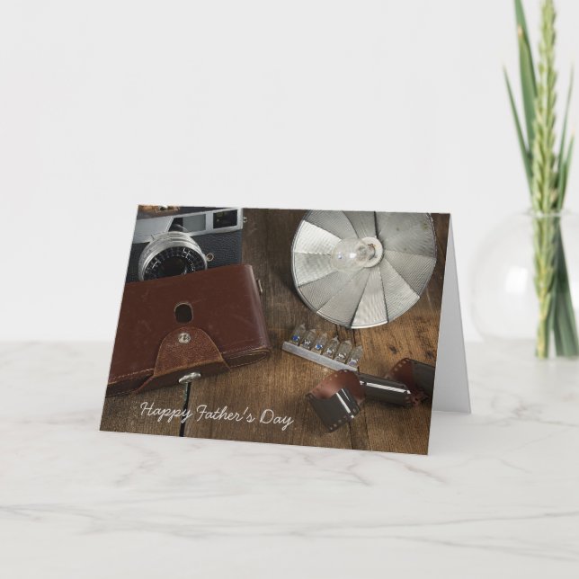 Tarjeta Equipo fotográfico de antaño del Día del Padre (Anverso)