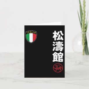 Tarjeta Equipo Karate Shotokan Bandera italiana Kanji Mar 