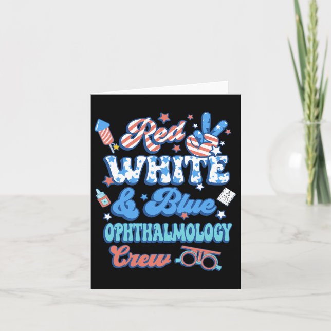 Tarjeta Equipo Óptico De Oftalmología Azul Blanco Rojo (Anverso)